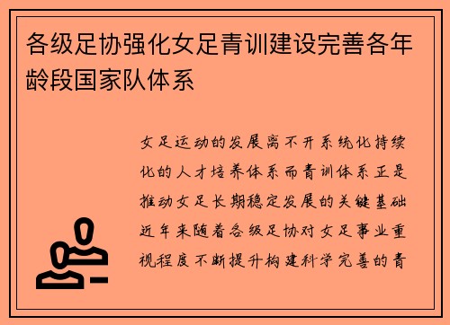 各级足协强化女足青训建设完善各年龄段国家队体系 各级足协强化女足青训建设完善各年龄段国家队体系